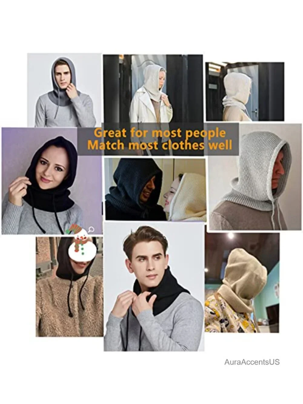 Women's Fleece-Lined Winter Balaclava Hooded Scarf Hat